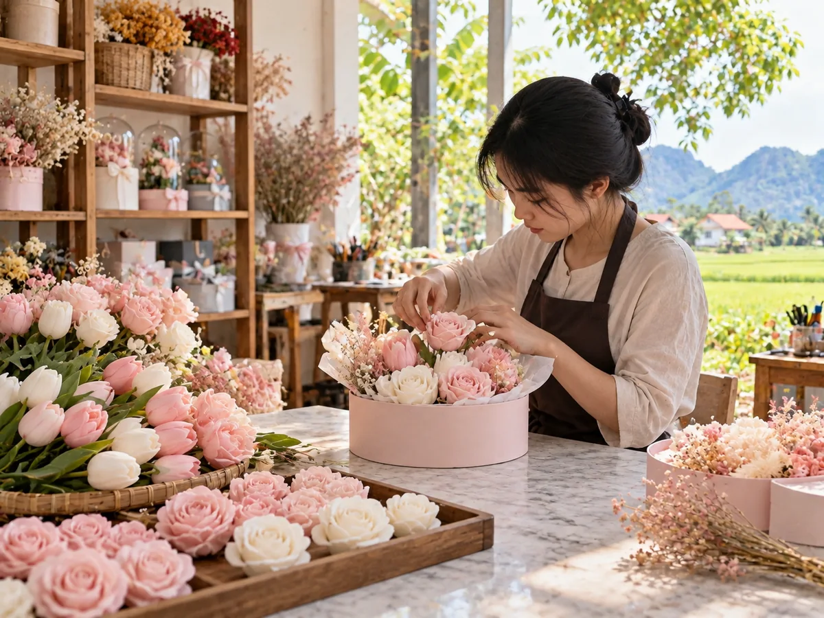 Hoa sáp thơm hồng tulip